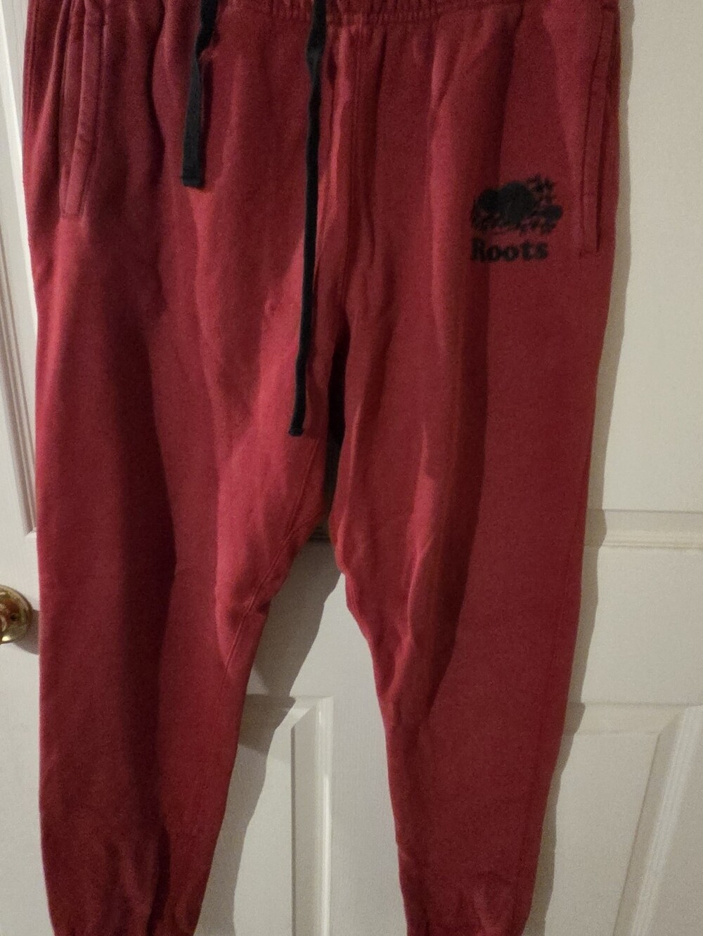 Roots Red Jogger Sweatpants with Black Drawstrings